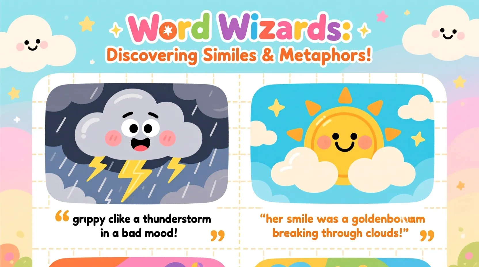 Similes and Metaphors Worksheet for Grade 4