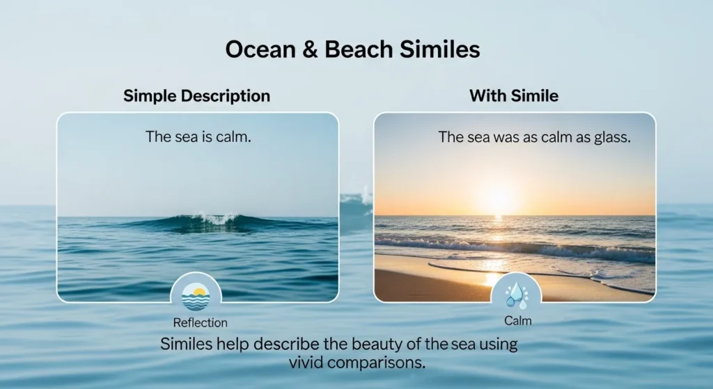  The sea was as calm as glass